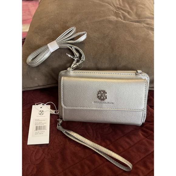 NWT‎ Gift CXL Christian Lacroix Blake Pewter Pebble Flap Snap Magnetic Closure - Picture 2 of 13